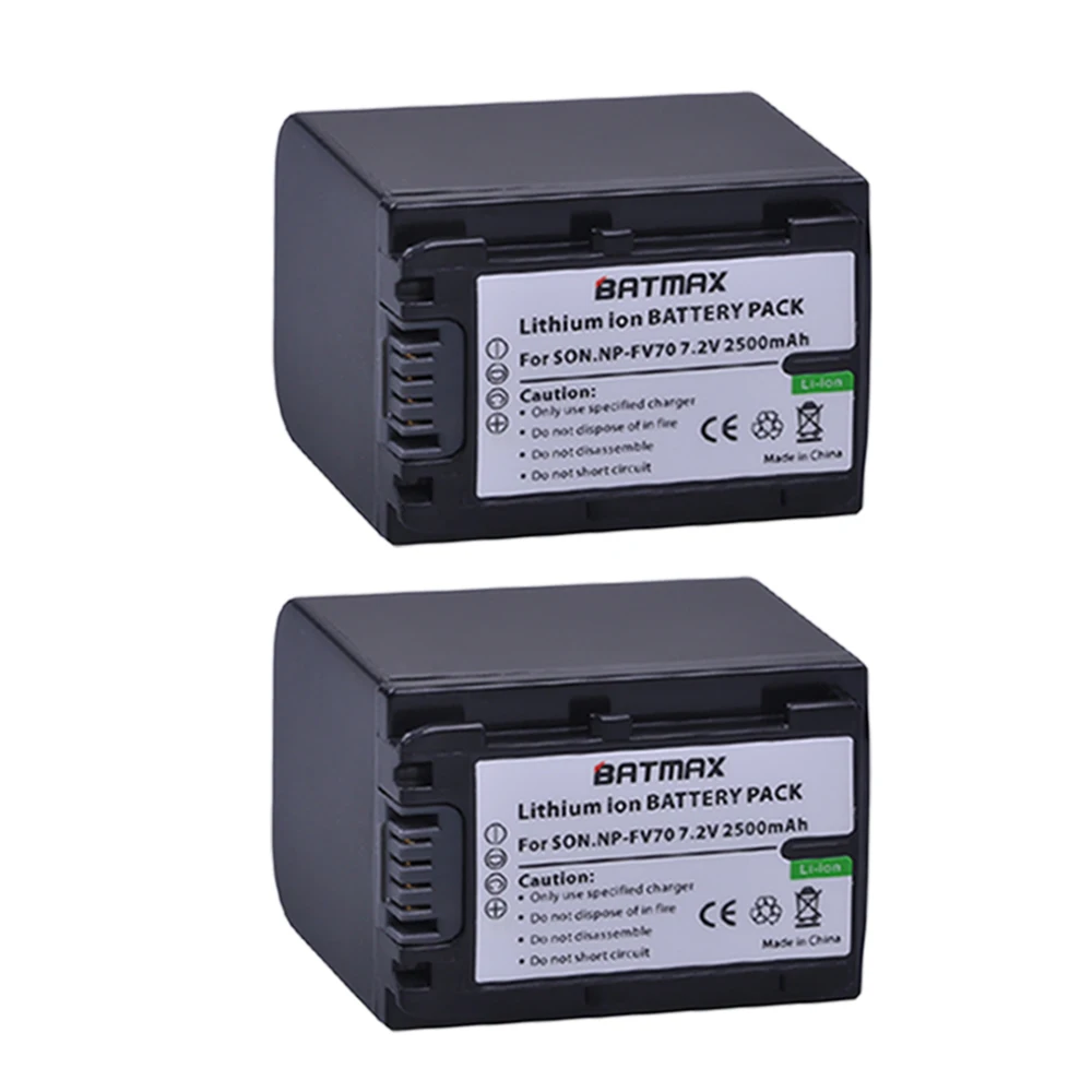 Batmax 2 Pcs NP-FV70 NP FV70 NPFV70 Camera Battery for Sony HDR-CX230 HDR-CX150E HDR-CX170 CX300 | Электроника