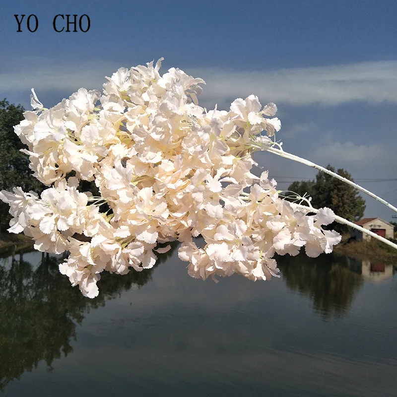 102cm Silk Hydrangea White Branch Drifting Snow Sakura Artificial Flowers Cherry Blossoms Home Wedding Arch Decorate Fake flower 102cm Silk Hydrangea White Branch Drifting Snow Sakura Artificial Flowers Cherry Blossoms Home Wedding Arch Decorate Fake flower