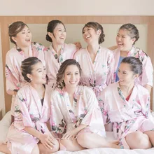 Белые халаты для невесты, халаты для невесты, ночная рубашка, женская сексуальная пижама с цветочным принтом, кимоно, халат розового цвета размера плюс 3XL