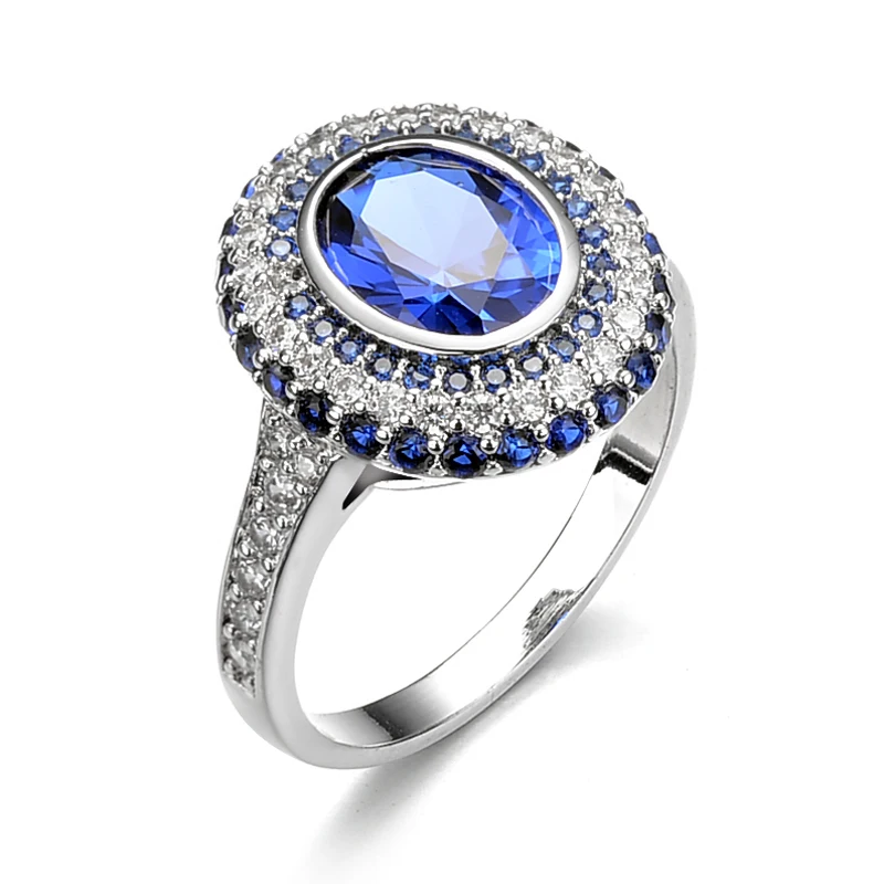 Buy DJM AAA Quality Fashion Jewelry Blue Crystal Pave Setting CZ Zircon Rings