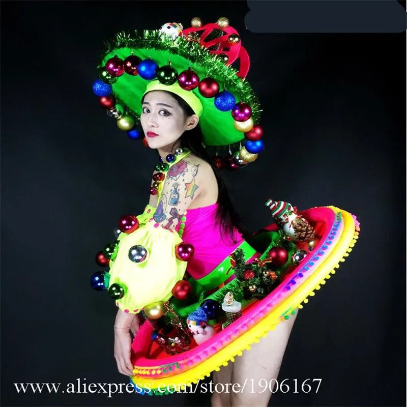 Nightclub DS Christmas colorful fluorescent GOGO Christmas costume dance team atmosphere show costumes03