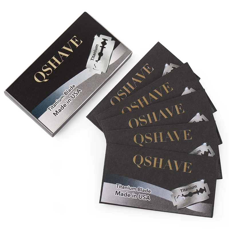 

Qshave IT Double Edge Safety Razor Blade Classic Safety Razor Blade Straight Razor Titanium Blade Made in USA, 5 Blades