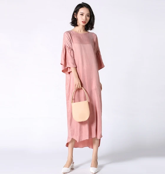 

2019 New Arrival Women's Cupro silk Dress Female Lady's long loose Dresses 18030124-4