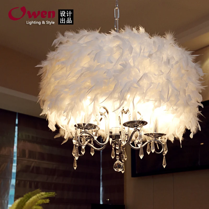 

50CM Crystal Light pastoral stylish restaurant chandelier lamp living room lamp bedroom lamp feather featherZL336