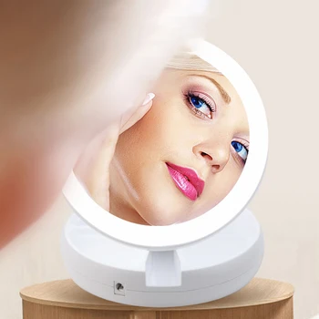 

LED Lighted Makeup Mirror Vanity Compact Make Up Pocket Mirrors 10X Magnifying Glasses Makeup Portable Cosmetic Hand Mirror #