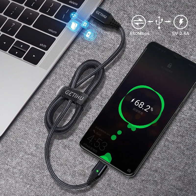Магнитный кабель GETIHU Micro USB Type C для быстрой зарядки и передачи данных iPhone 11 X