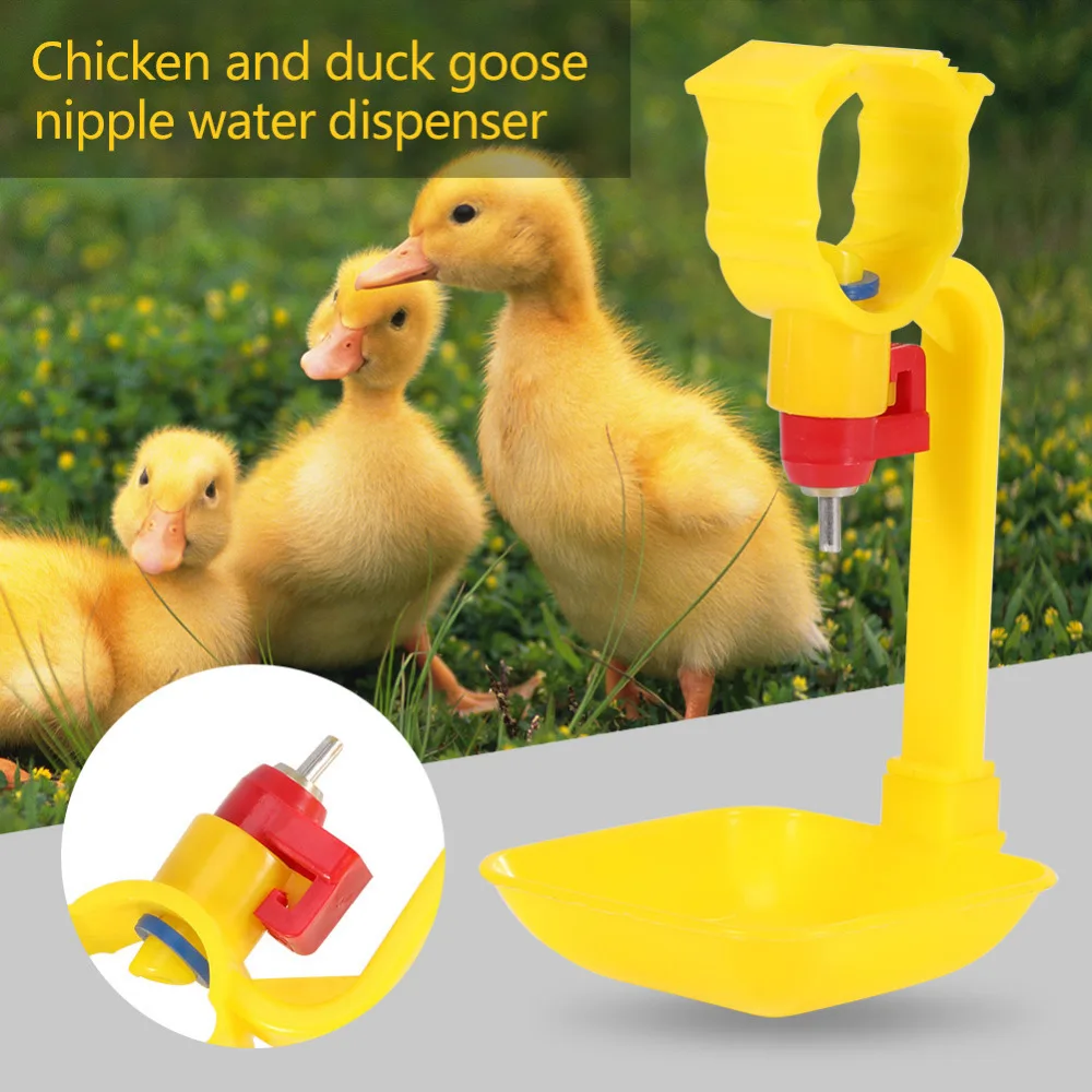 5Pcs Poultry Chicken Duck Hanging Drinking Nipple Water Drinker Feeder With Cup