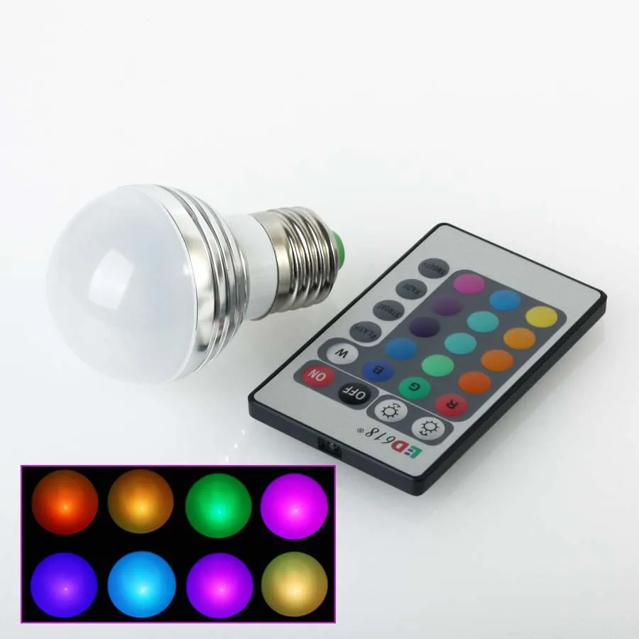 

3W RGB LED Bulb Light E27 E14 Stage Party LED Lamp with Remote Controller Bombillas LED Lights Decoration Indoor Lighting