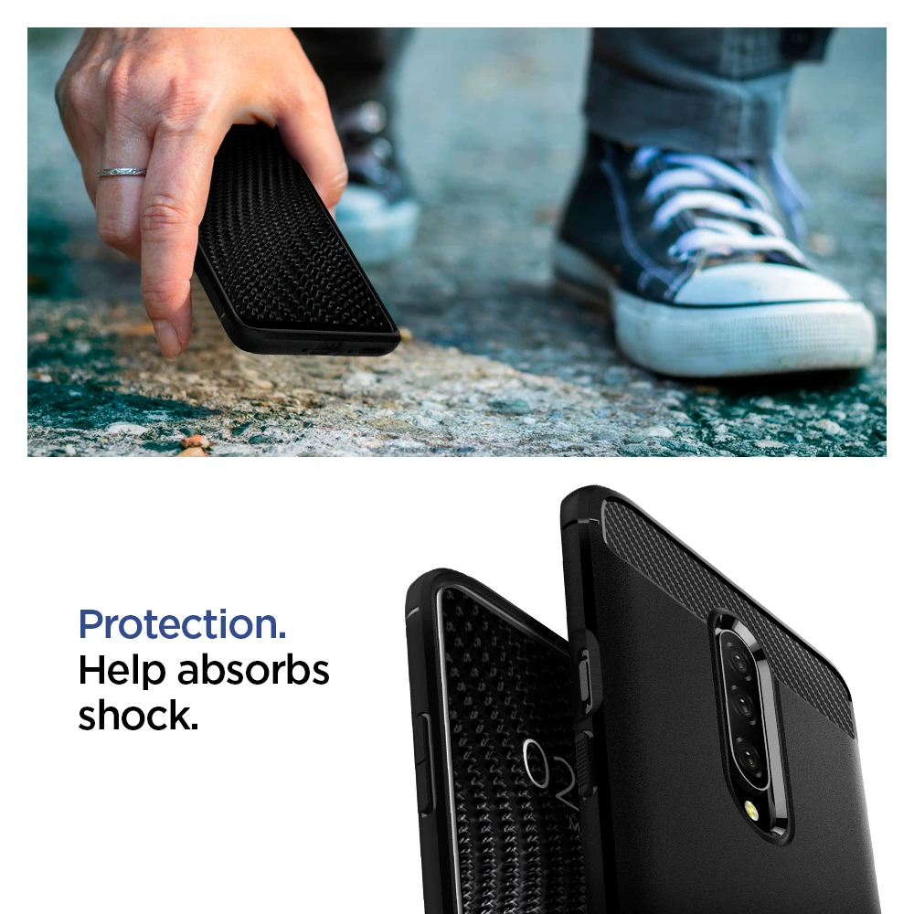 SPIGEN OnePlus 7/7 Pro/7 T/7 T Pro Чехол прочный армированный Матовый Черный Гибкий Мягкий ТПУ Противоскользящий ударопрочный чехол s