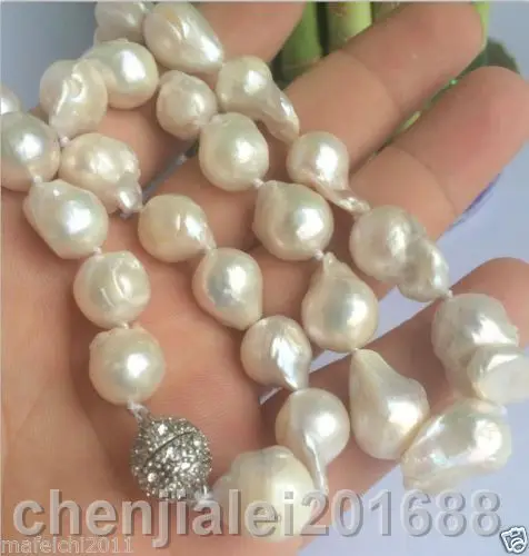 

NEW 14-18mm SOUTH SEA WHITE BAROQUE PEARL NECKLACE 18