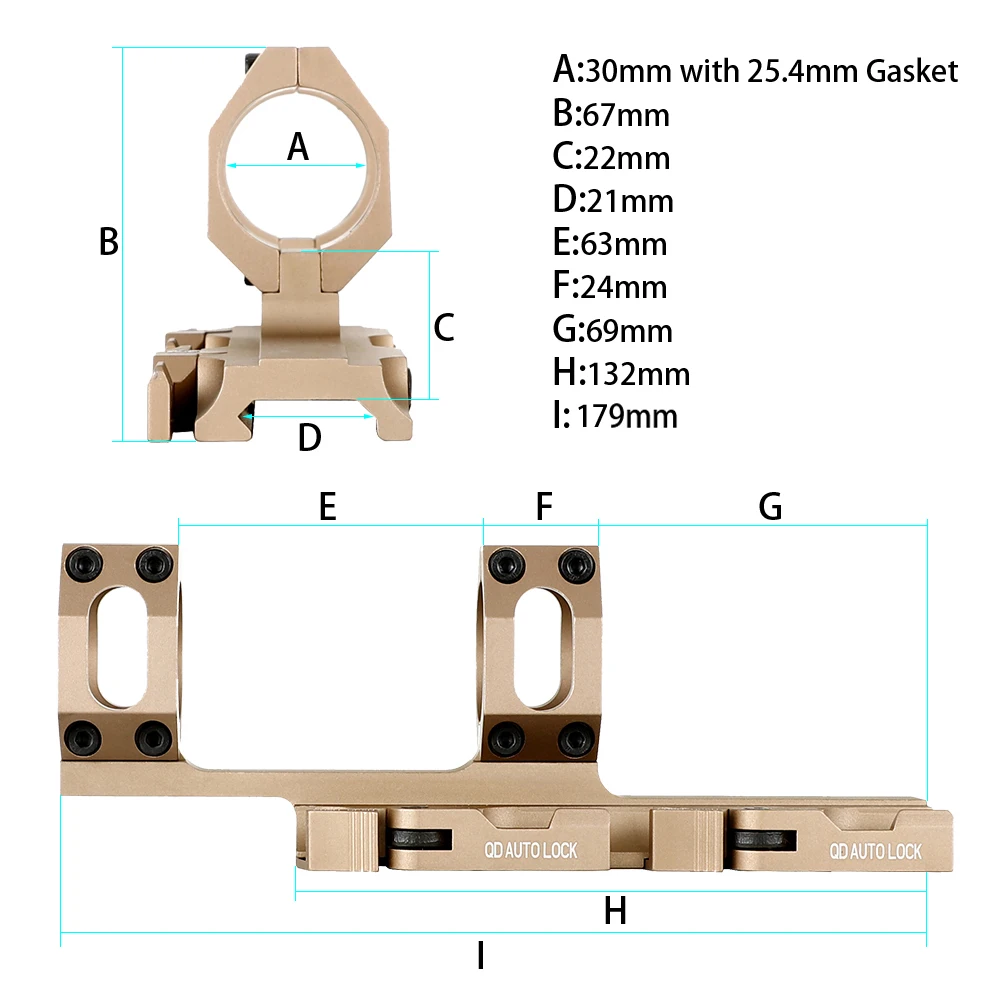 Ohhunt Тактический QD прицел крепления Rock-Solid 25,4 мм 30 мм Вивер Пикатинни кольца Расширенный консольный с автоматической системой блокировки