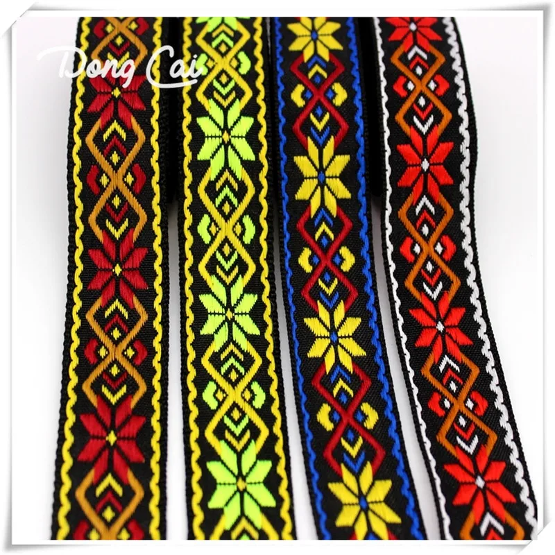 

12yards/lot Ethnic Tape Jacquard Webbing Retro Customs Computer Embroidered Clothing Accessories polyester national straps