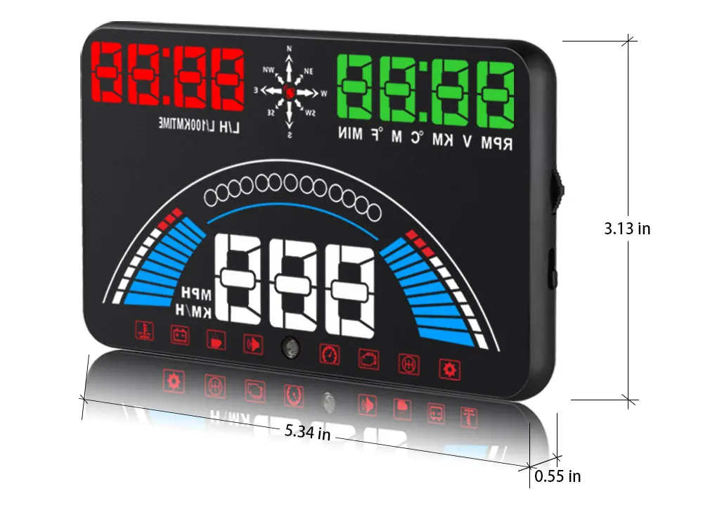 5,8 дюймов авто HUD Дисплей OBD1/2 gps Скорость ometer миль в час) или км/ч Скорость Предупреждение