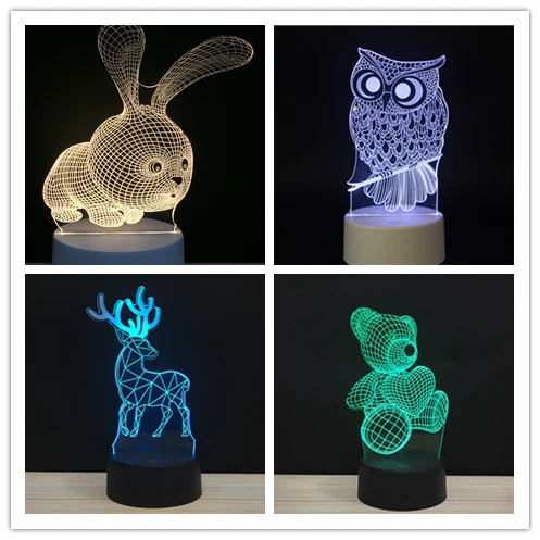 СВЕТОДИОДНЫЙ 3D иллюзия Ночник DIY дизайн WarmWhite RGB огни акриловый Декор