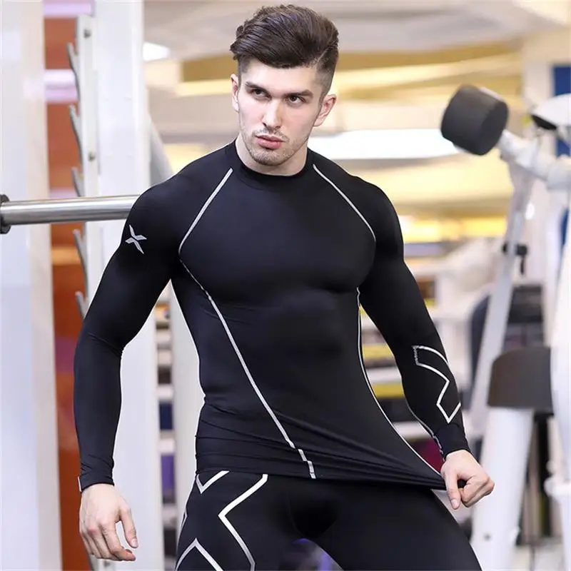 

Men Long Sleeve Bodybuilding Sport Running Shirt breathable Basketball Soccer Training Fitness T Shirt Gym Clothing Sportswear