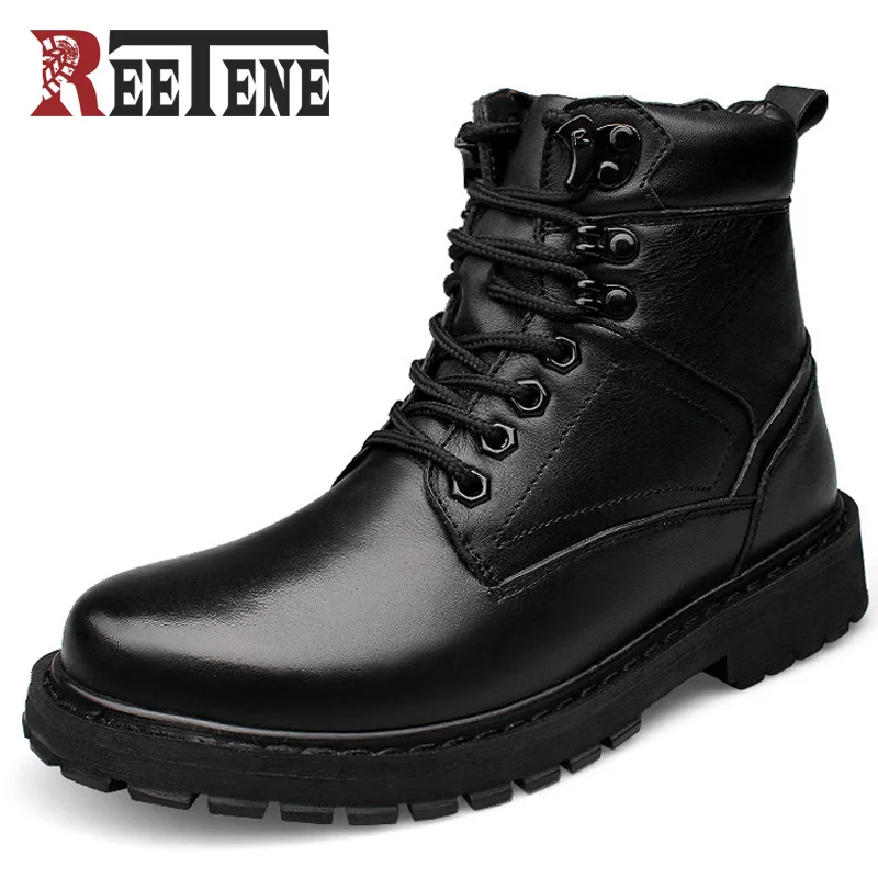 Homens Da Veludo Black Tamanho Reetene Inverno Neve Outono Genuíno Marca Couro Qualidade Tornozelo Grande Além Moda De 50 37 Botas 5gHHXBv