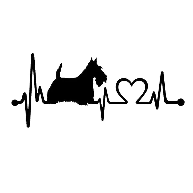 Download 17.8*7.7CM Scotty Scottish Terrier Heartbeat Dog Decal Sticker Cartoon animal car accessories C6 ...