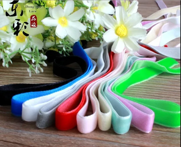 

free shipping 20 yards/lot 1cm flocking ribbon bow hair accessories diy accessories colorful trim ribbon detective fabric257