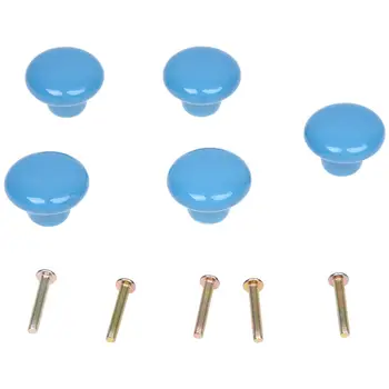 

5 x Round Ceramic Cabinet/Drawer/Cupboard/Bin Pull Knobs Handles---Blue
