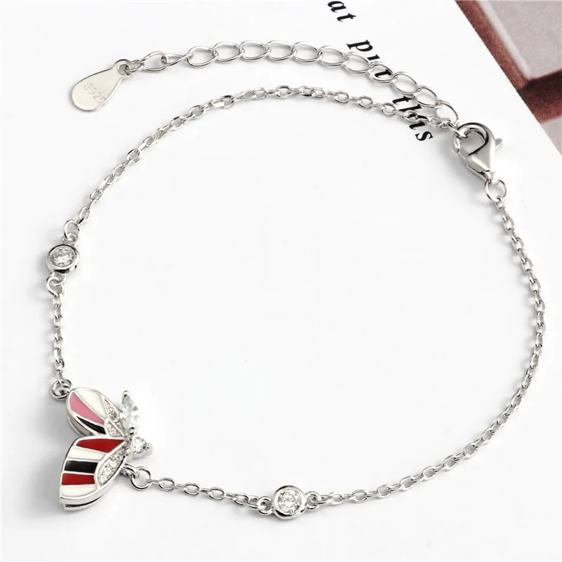 butterfly cz drop glaze bracelet 100% 925 Sterling Silver Jewelry fashion hypoallergenic bracelets for women gift christmas gift