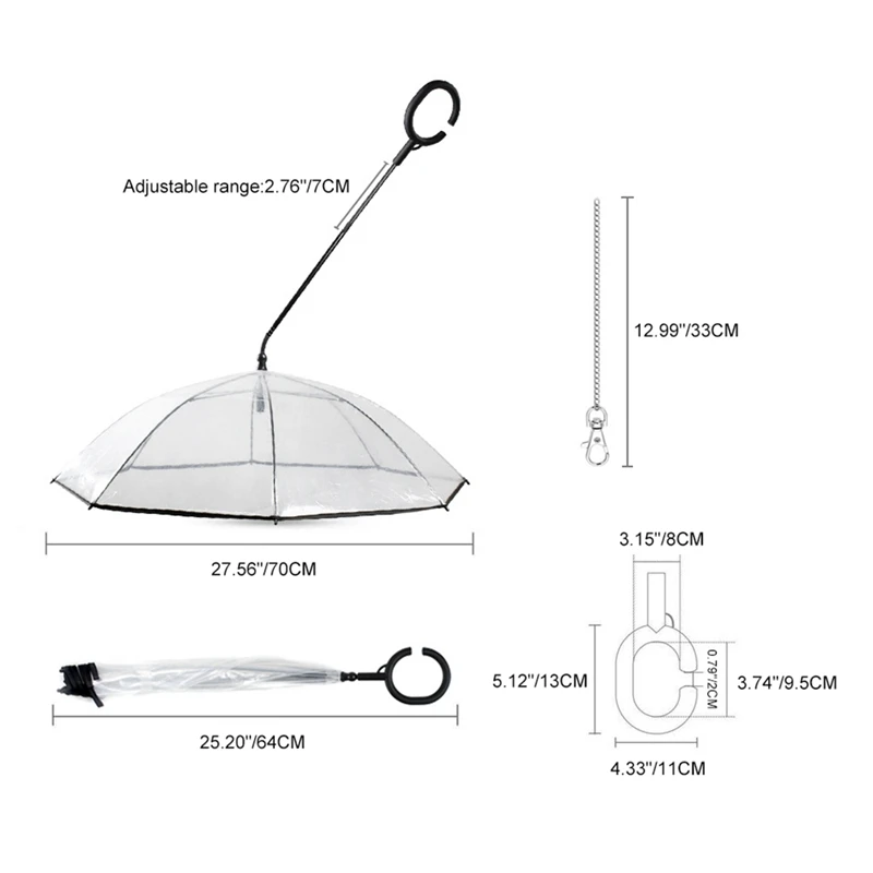 Регулируемый Зонтик для питомца собаки с c-образной ручкой дождливый день Тяговая веревка прозрачный зонтик для питомца дождливый день ходьба принадлежности