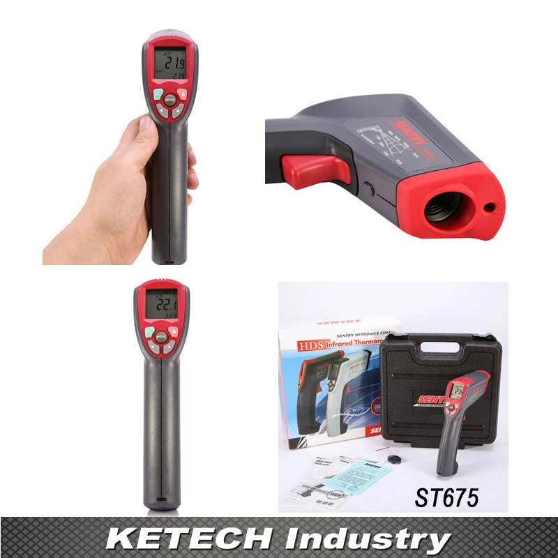 

Dual Display LCD Gun Infrared Thermometer Measuring Range -32-1300C ST675