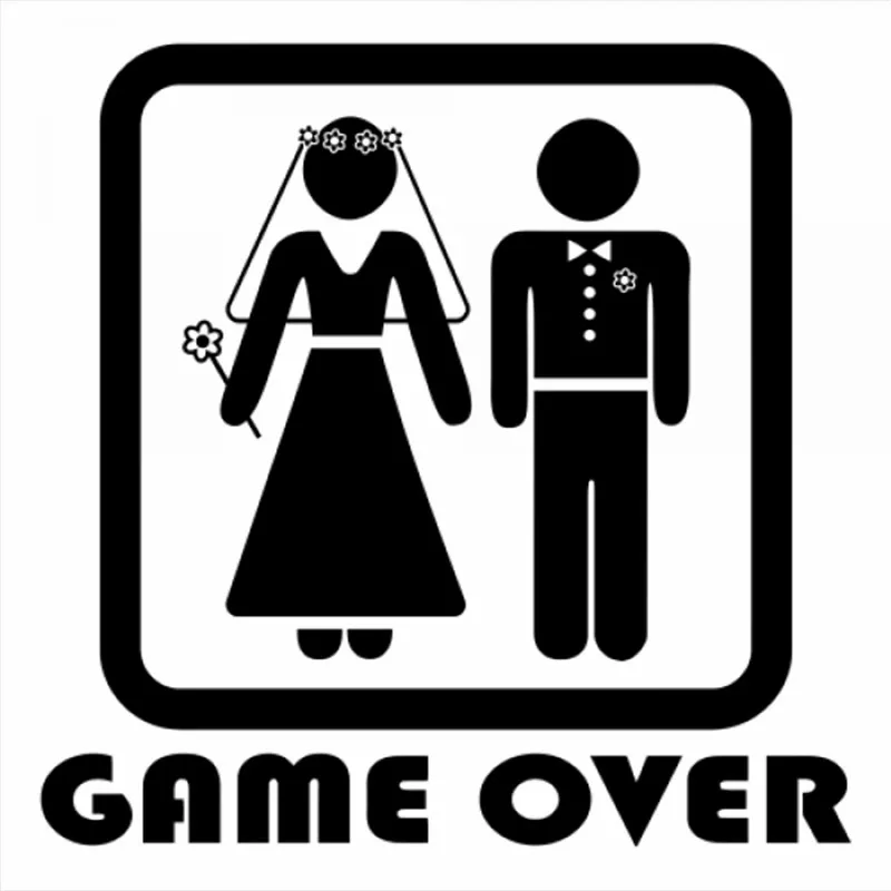 30x30cm Game Over Frame Design Wedding Car Sticker Bride Groom