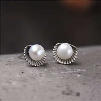

2018 Sale New Earings Fashion Jewelry Vatican S925 Pure Fashion Scallops Inlaid Pearl Shell Earring Allergy Free Thai Earrings
