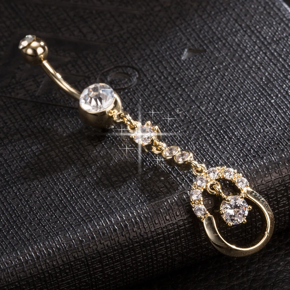 High Quality Rhinestone Piercing Navel Fashion Long Navel Nail New