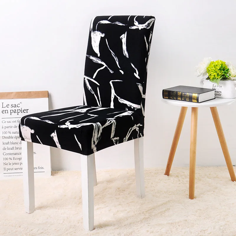 

Black Background And Red Flower Printing Chair Cover Elastic Stretch Removable Removable Modern Slipcover Chair Case