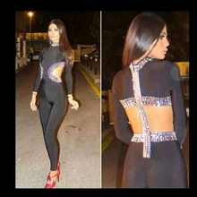 Лето женские элегантные черные молнии сексуальное Бисероплетение Bodycon боди с вырезами Вечерние без рукавов бандаж juimsuit