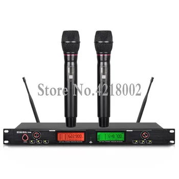 

UHF 2 Handheld Mic Transmitter Professional Karaoke Wireless Microphone System Set with Black or Light Gold 2 Mic 1 Receiver