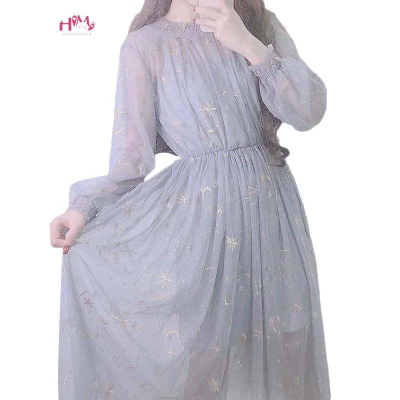 Женское платье миди с вышивкой в японском стиле|vestidos f|vestidos fashiondress women |