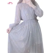 Vestido de hada Midi de moda japonesa para mujer, vestidos sexis de tul con bordado de galaxia Vintage de primavera para mujer, vestidos largos de fiesta Kawaii