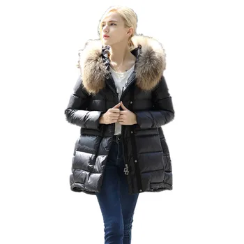 

KMETRAM Winter Coat Women White Duck Down Jacket Ladies Real Raccoon Fur Collar Hooded Vintage Plus Size parkas Long Coat MY455