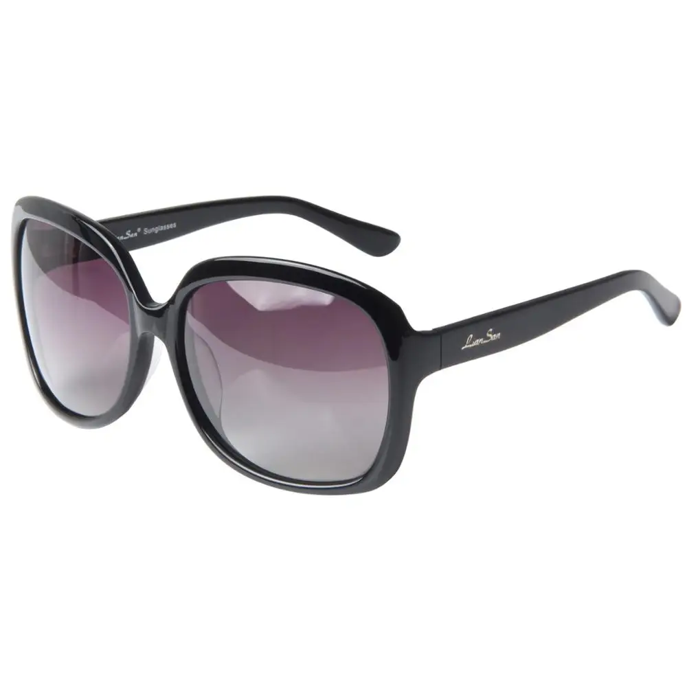 Liansan винтажные негабаритные квадратные ацетатные поляризованные солнцезащитные очки дизайнерские планки пластиковые модные LSP301H - Цвет линз: Black