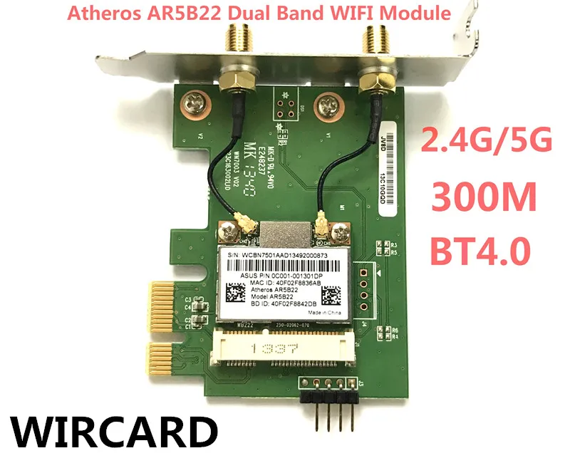 Desktop Wi-Fi WLAN Atheros AR5B22 300 м Беспроводной Wi-Fi Bluetooth 4,0 PCI-E карты для настольных ПК 2DB антенны