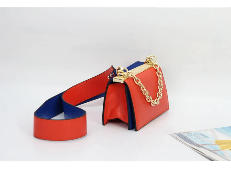 Цепи натуральная кожа небольшой crossbody сумки мини-поле панелями широкий плечевой ремень из коровьей кожи сумки на плечо