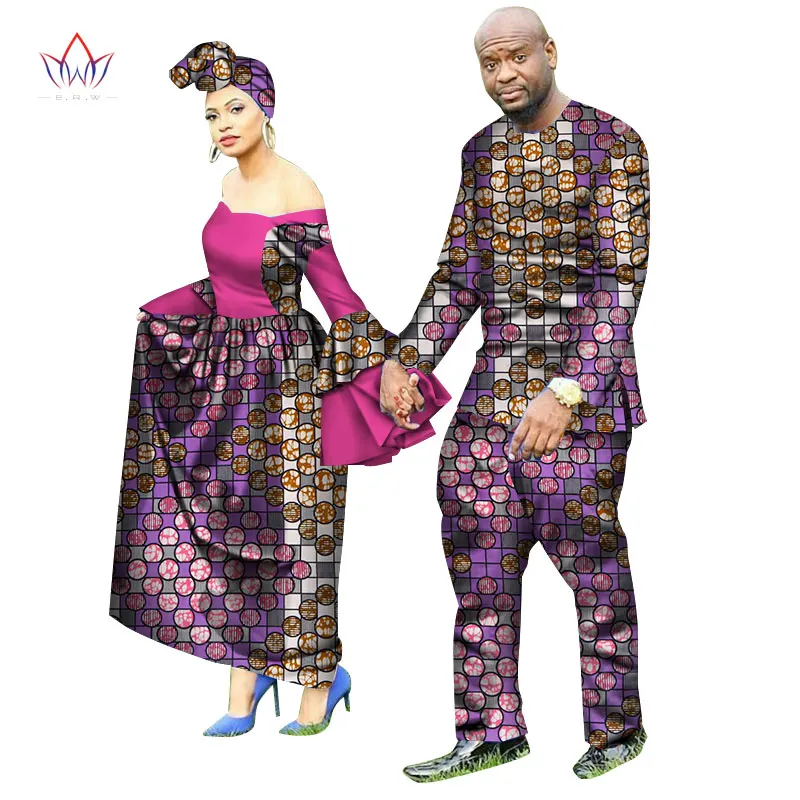 Африканская стильная одежда для пар для милых влюбленных Базен длинное женское платье и мужские комплекты Дашики размера плюс свадебная одежда WYQ69