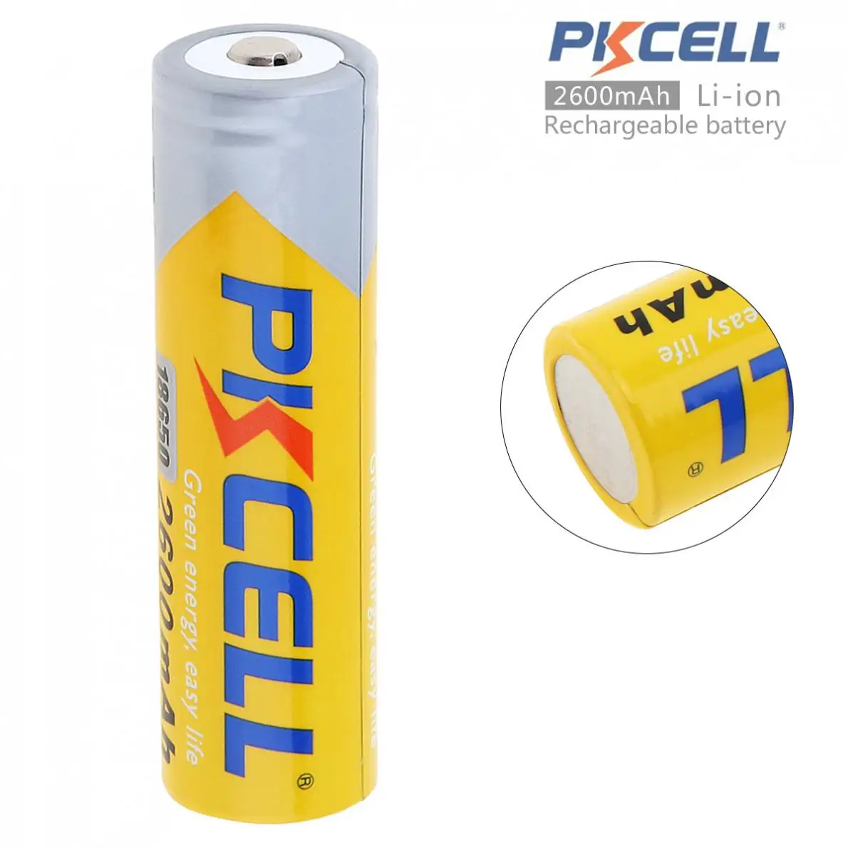 

PKCELL1pcs 3.7V 18650 2600mAh Li-ion Rechargeable Battery with Discharge Protection Circuits for LED Flashlights / Headlamps