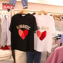 Inplusni женская футболка 2019 летняя новая Корейская версия горячей штамповки с коротким рукавом Любовь Женская рубашка