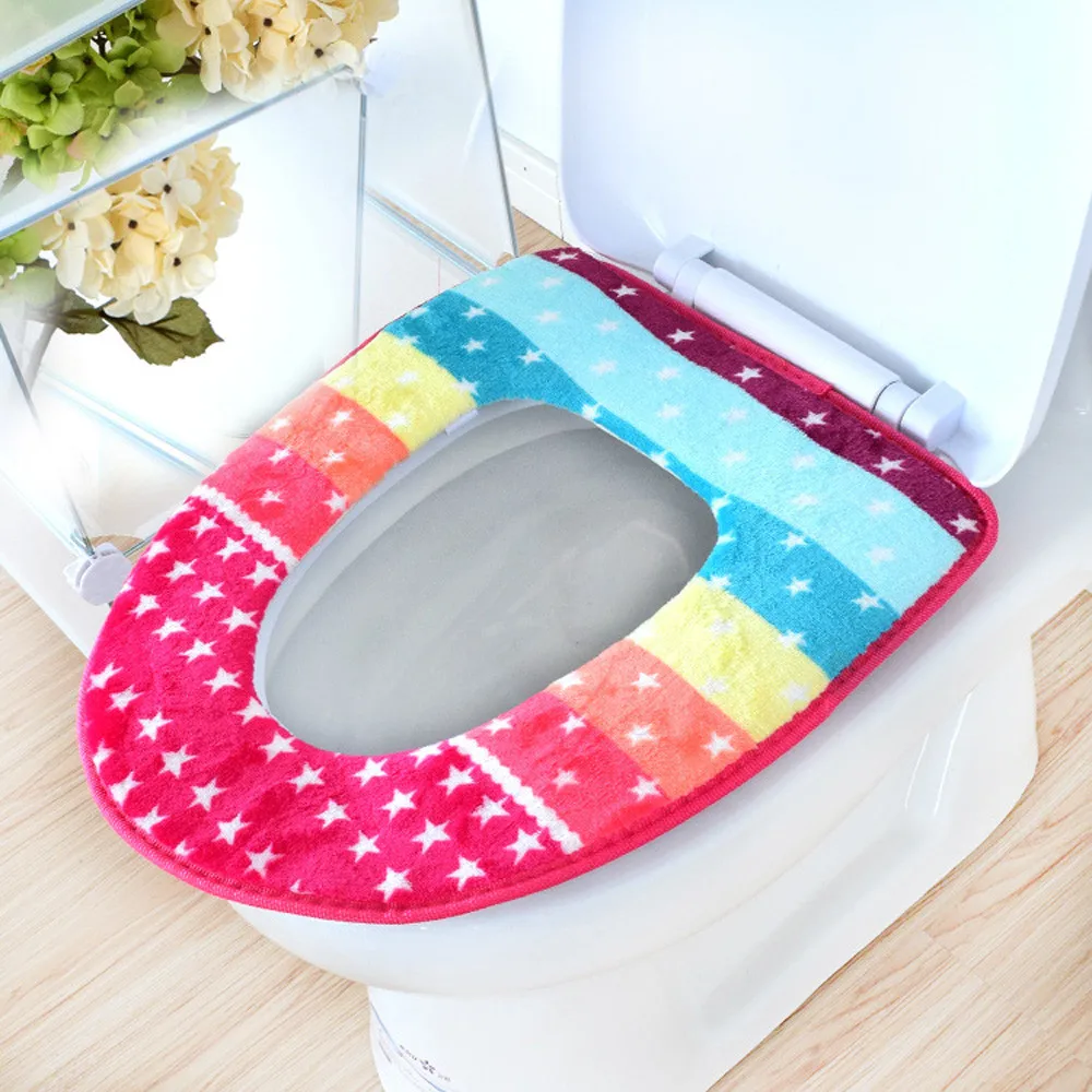 Ванная комната Туалет сидение для унитаза моющиеся мягкие фланелевые+ ПУ теплый коврик покрытие подушка