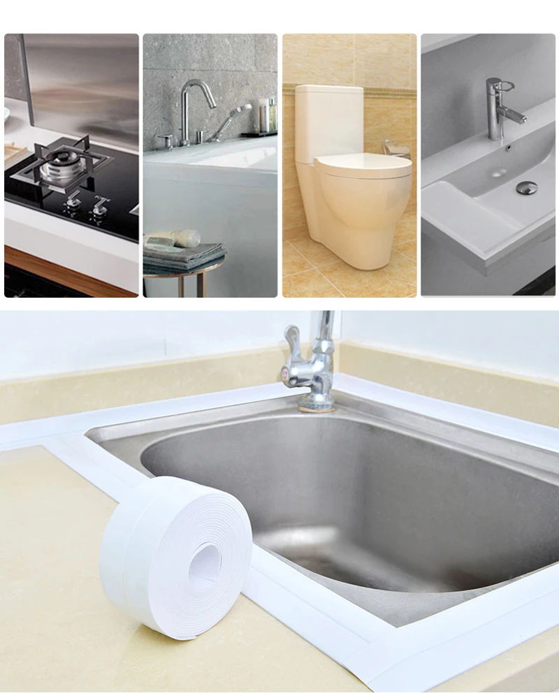 Home Bathroom Bathtub Kitchen Wall Stickers Art Sealing Strip Sealant Tape Waterproof Pegatinas Wall Corner Line Sink Stickers