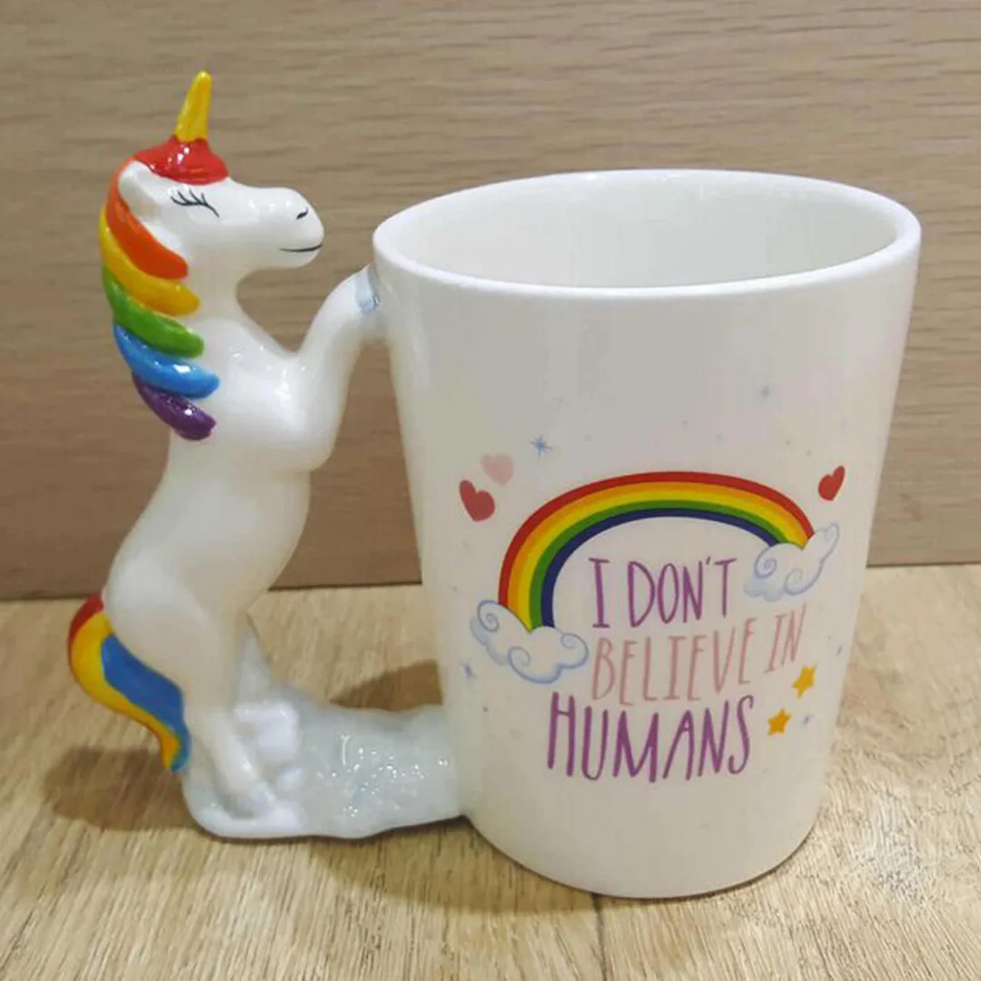 New Colorful Rainbow 3D Unicorn Mug Cute Cartoon Horse Ceramic Coffee Mug  Children Christmas Gifts Porcelain Milk Tea Water Cup