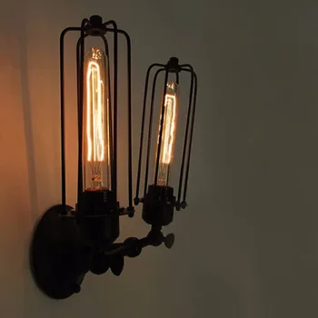 

110-220vLoft American country Industrial style Iron Retro Small cages Wall lamps Vintage Industrial Lighting
