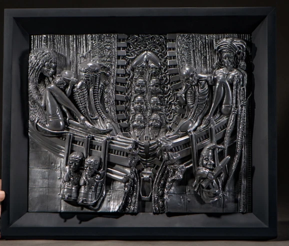 7kg43cm* 37 см H R. Giger коллекция искусства холодного литья алюминия 3D тиснение Декоративная скульптура инопланетянин настенные картины