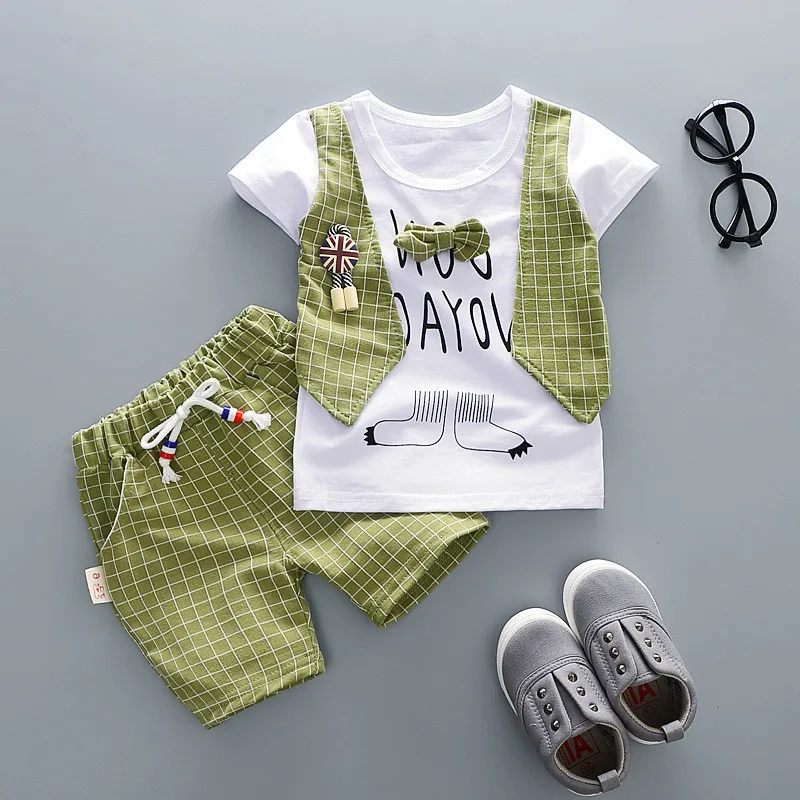 

Baby Boys Set Summer Clothing Sets Baby Boys Clothes Bow Tops+Shorts 2 Pc Suit Infant Boys Gentleman Outfits baby Girls Clothes