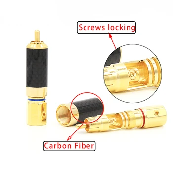 

4PCS VB444G Carbon Fiber Gold Plated/Rhodium Plated RCA Adapter HIFI RCA Audio Connector hifi