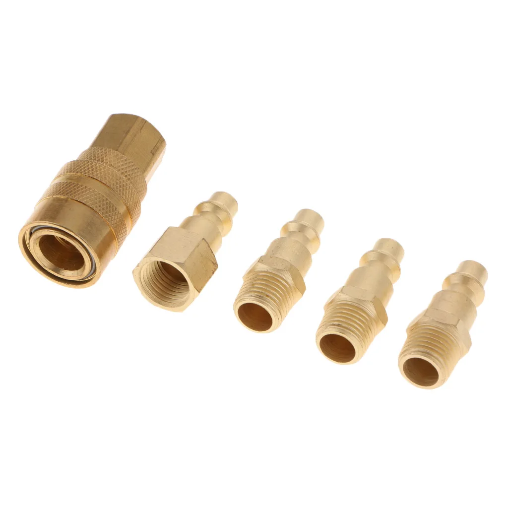 

5 Pieces 1/4' NPT Air Tool Couplers With Adapter Quick Release Fittings