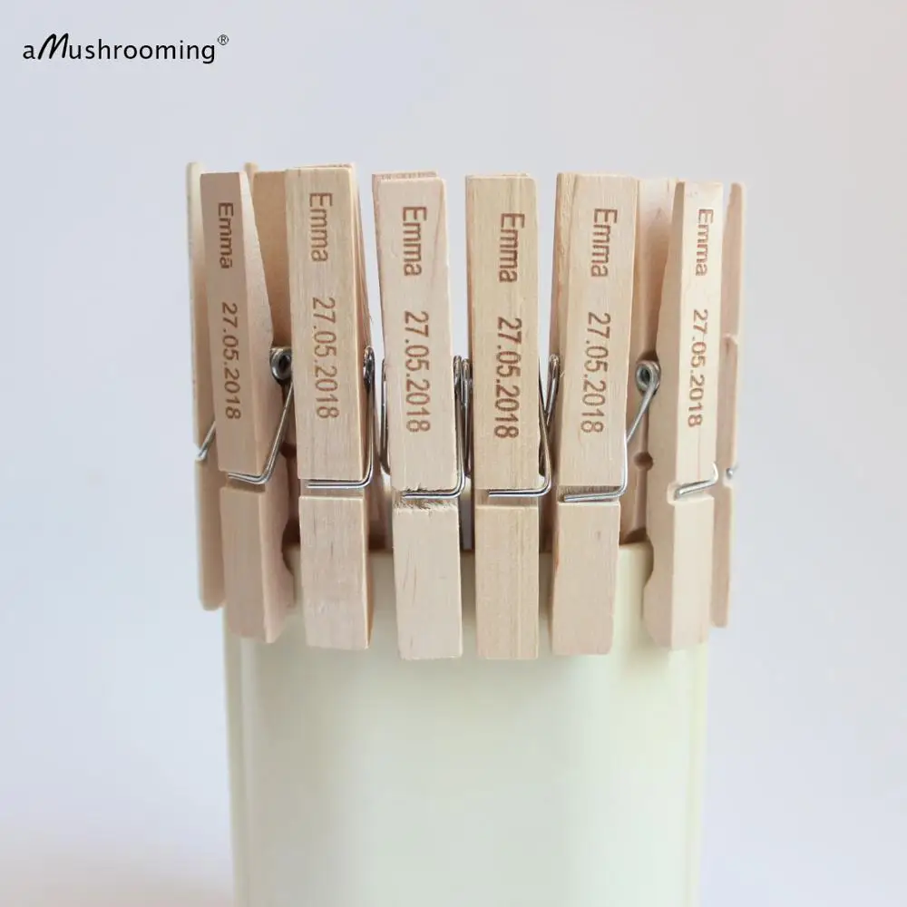 

Large Wooden Clothespins Custom Laser Engraved Wood Craft Clips7.2cm Clothes Pins Home Decoration 50